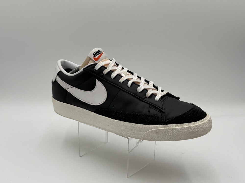 Nike Blazer Low 77 Mens Size 13 Black White Leather Skate Shoes Sneakers